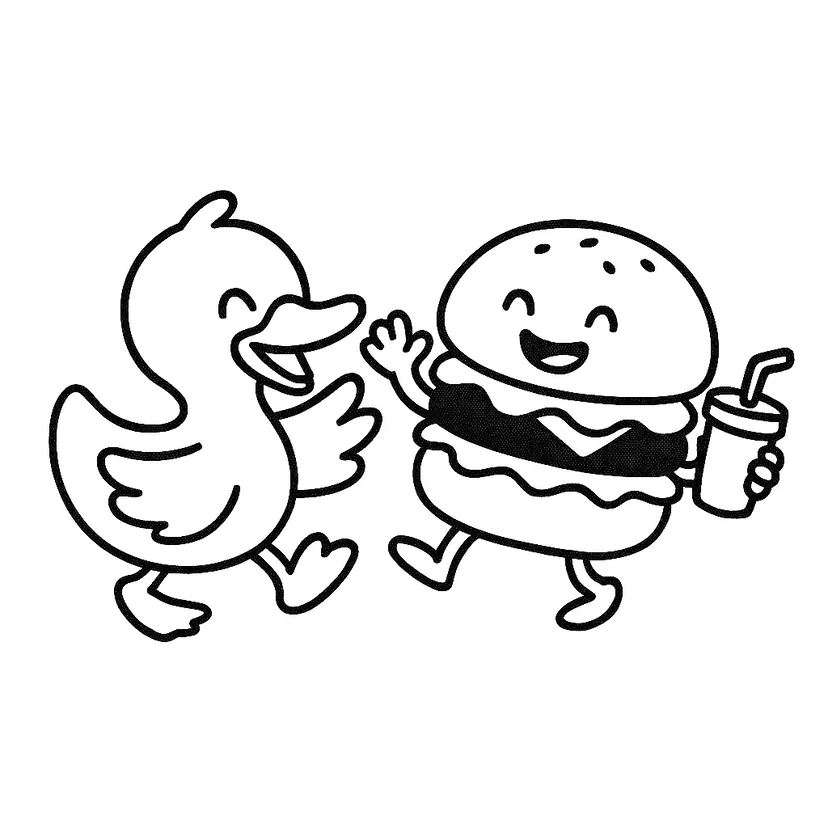 Dibujo de La Aventura del Pato y la Hamburguesa para colorear