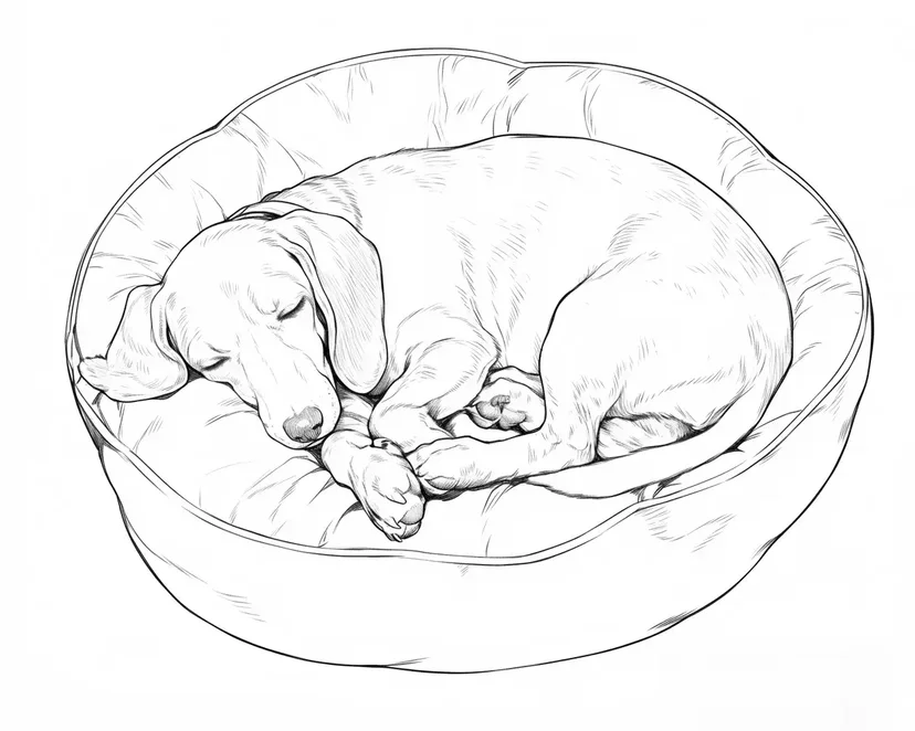 Dibujo de Un Momento Acogedor con el Dachshund para colorear