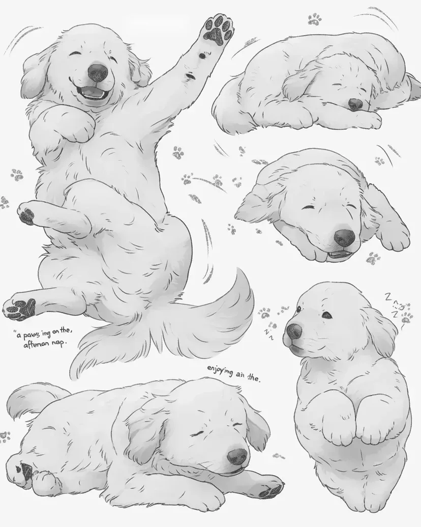 Dibujo de Un día con un lindo Golden Retriever para colorear