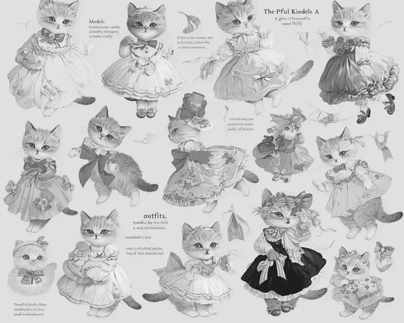 Dibujo de Desfile de Moda de Gatos para colorear