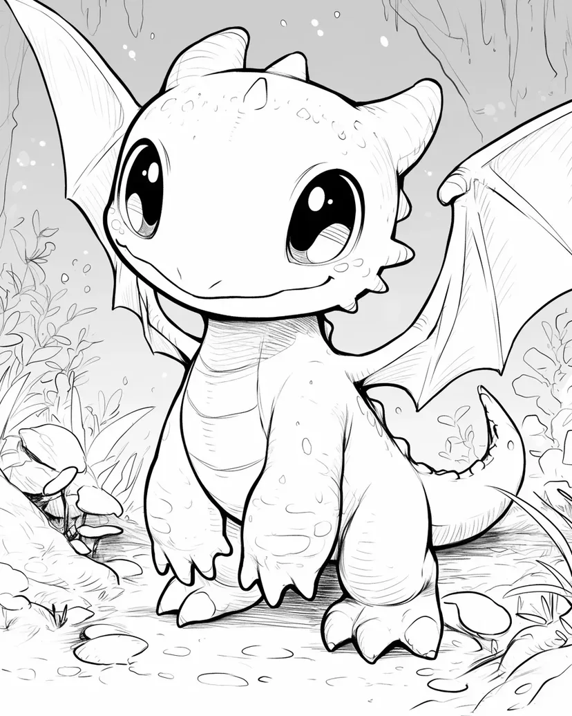 小さなかわいいドラゴンの塗り絵