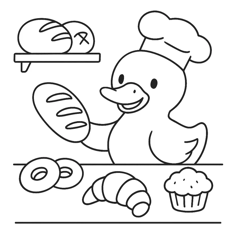 Dibujo de El Pato Panadero para colorear