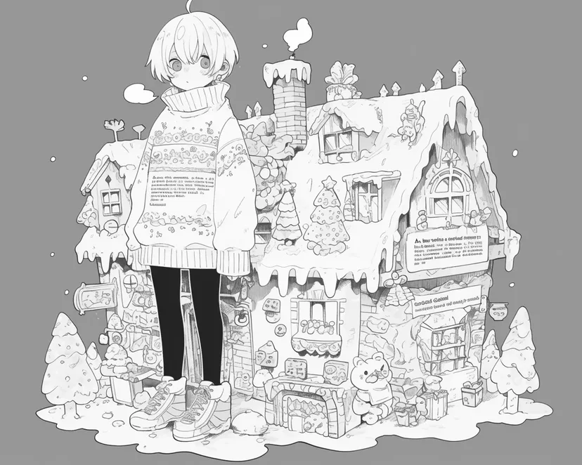 冬の魔法の家の塗り絵