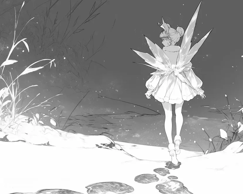 冬の妖精の足跡の塗り絵