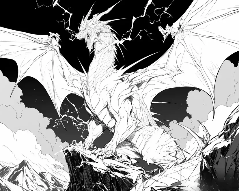 Desenho de Dragão Branco Tempestuoso para colorir