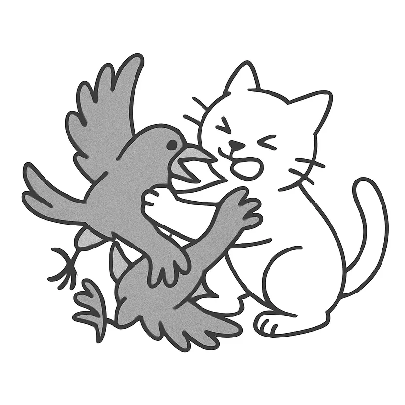 Dibujo de Encuentro del Gato y el Cuervo para colorear