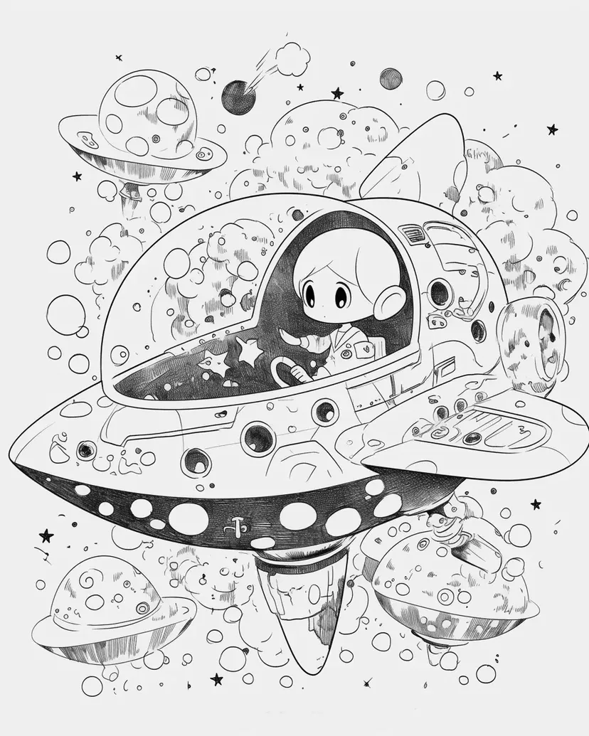 宇宙探险的男孩涂色页