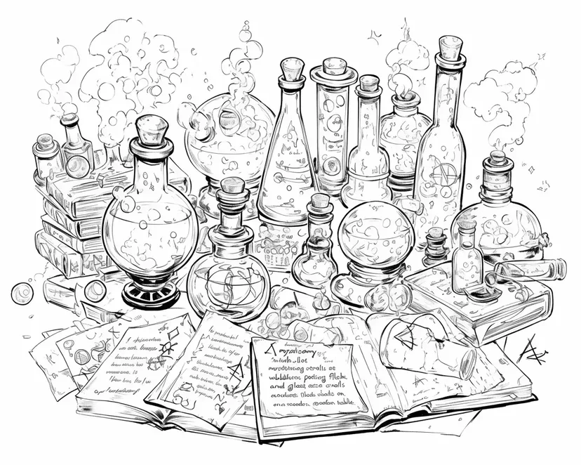 Dibujo de Investigación de Pociones para colorear