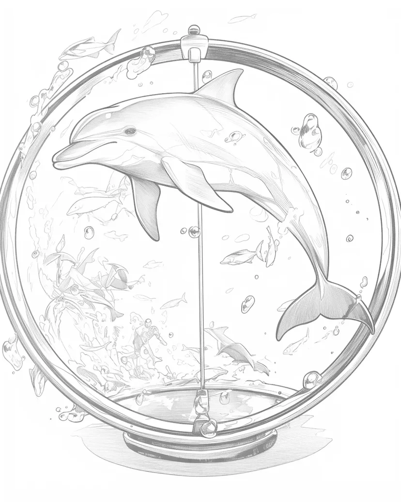 水中のイルカのダンスの塗り絵