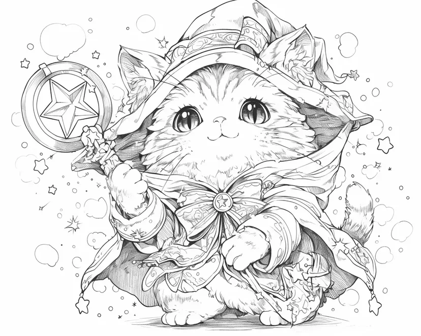 Coloriage Chaton Sorcier