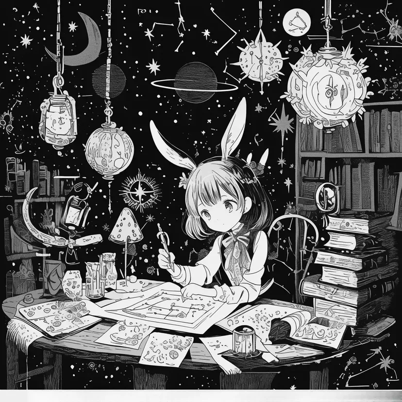 Dibujo de Chica Mágica de Noche Estrellada para colorear