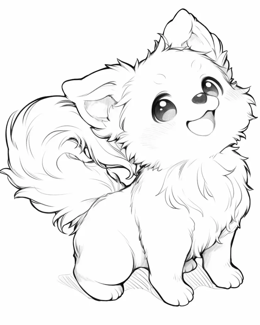 ふわふわ子犬の塗り絵