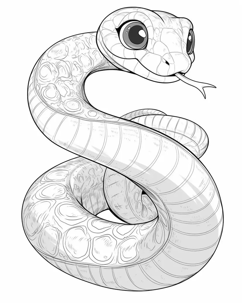 Desenho de Cobra Fofa para colorir
