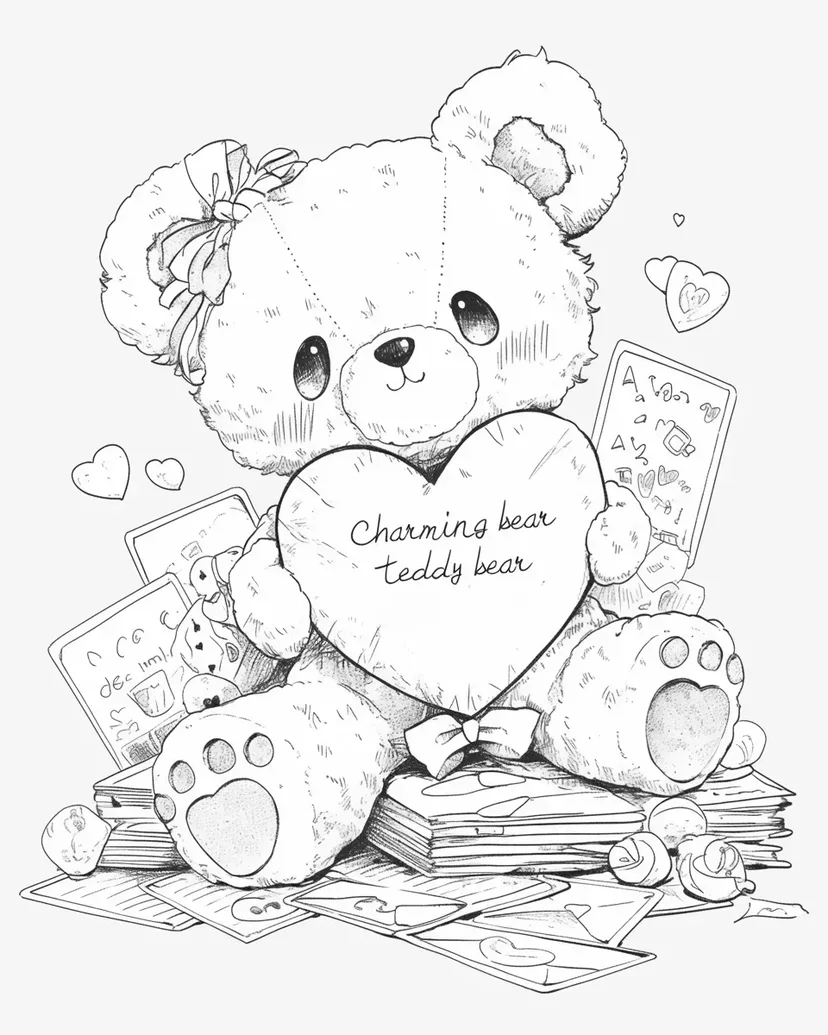 Coloriage Ours en Peluche avec un Cœur