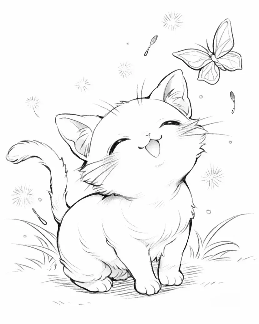 顽皮的小猫涂色页