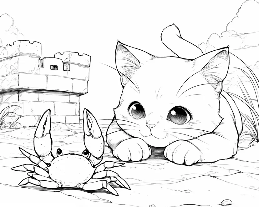 Dibujo de El Encuentro del Gato y el Cangrejo para colorear
