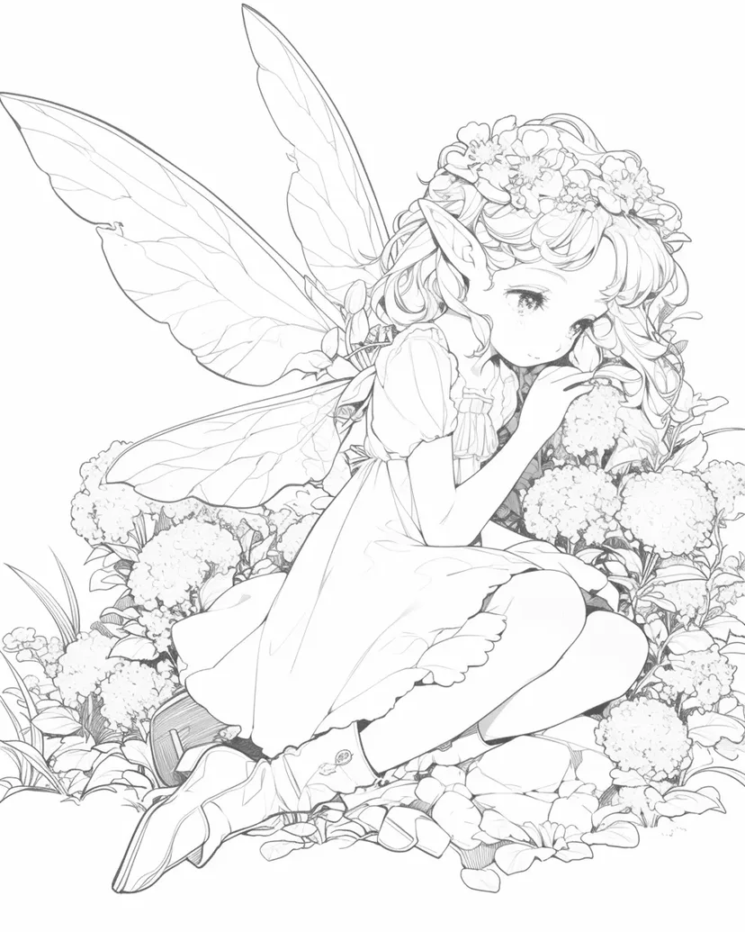 花のフェアリーの塗り絵