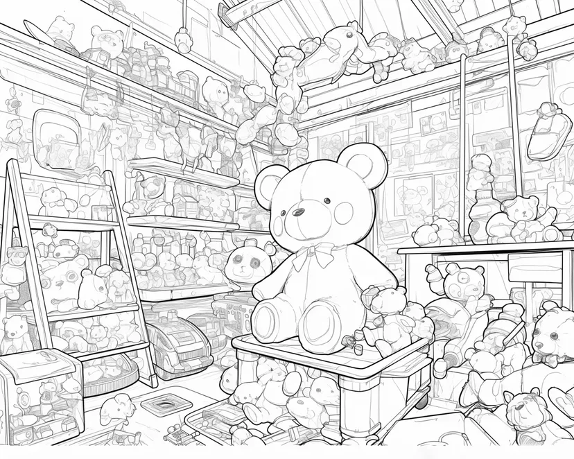 Dibujo de La Habitación Divertida del Osito para colorear