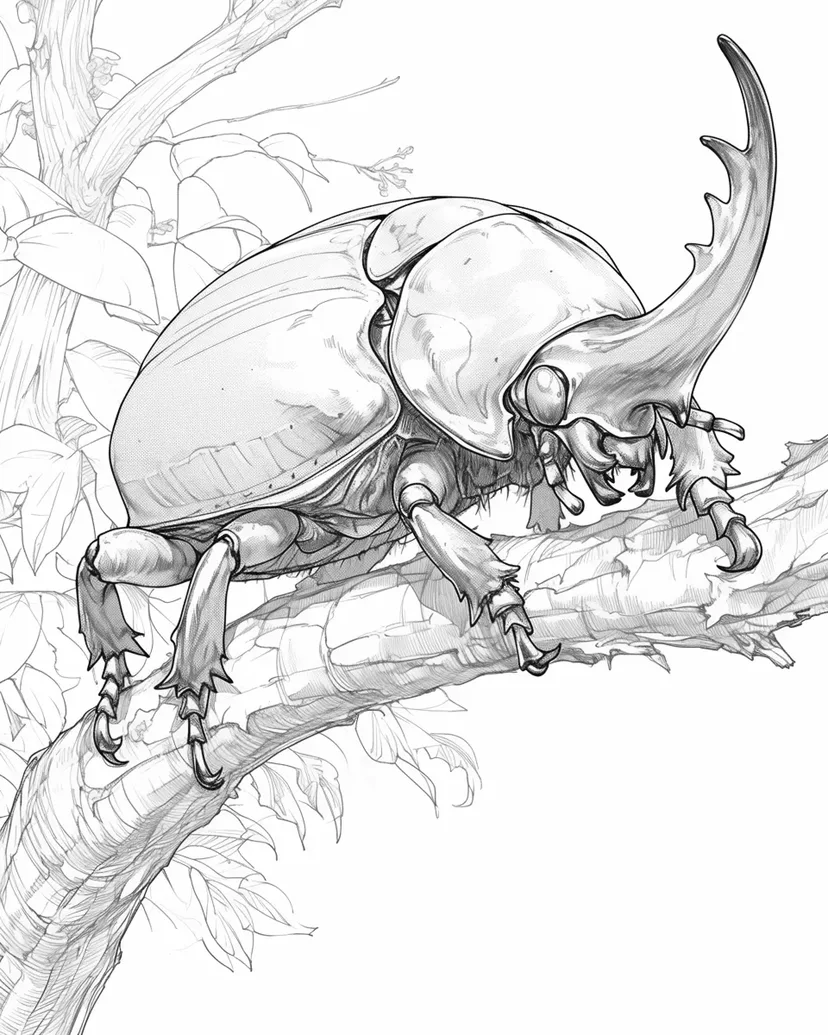カブトムシの冒険の塗り絵