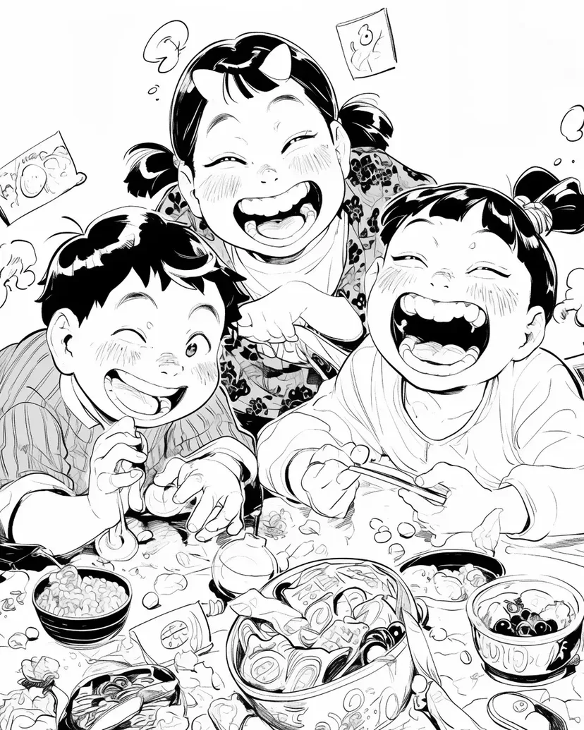 楽しい食卓の塗り絵