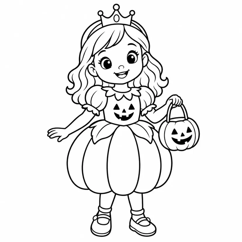 かぼちゃドレスのおひめさまの塗り絵
