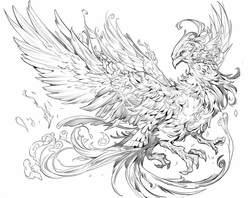 Gambar mewarnai Phoenix Mistis