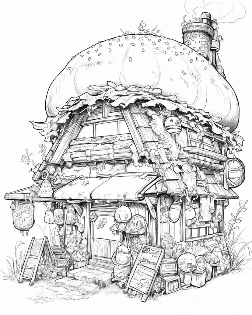 ハンバーガーハウスの塗り絵