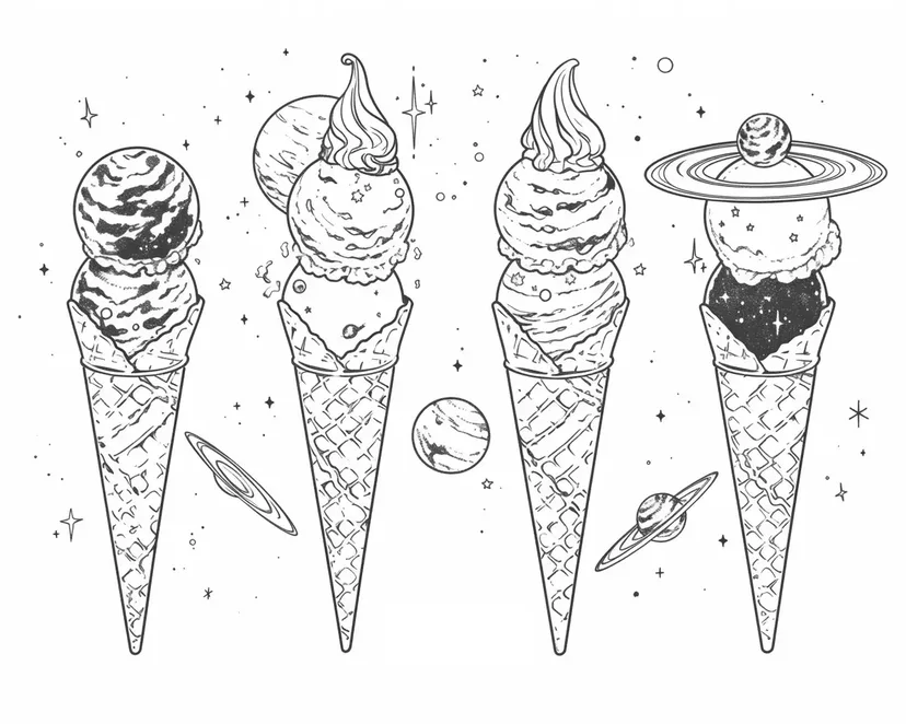 Dibujo de Helado Cósmico para colorear