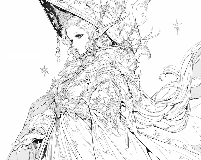身披星辰的魔法师涂色页
