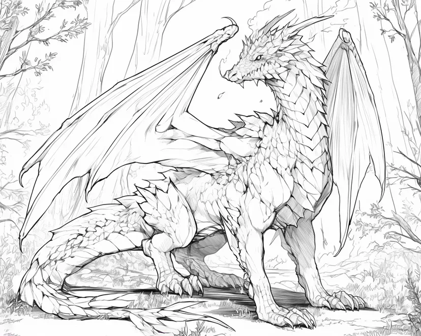 Coloriage Dragon de la Forêt