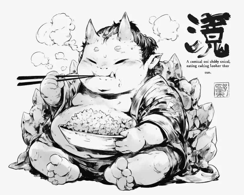 Dibujo de Comida del Oni Relajado para colorear
