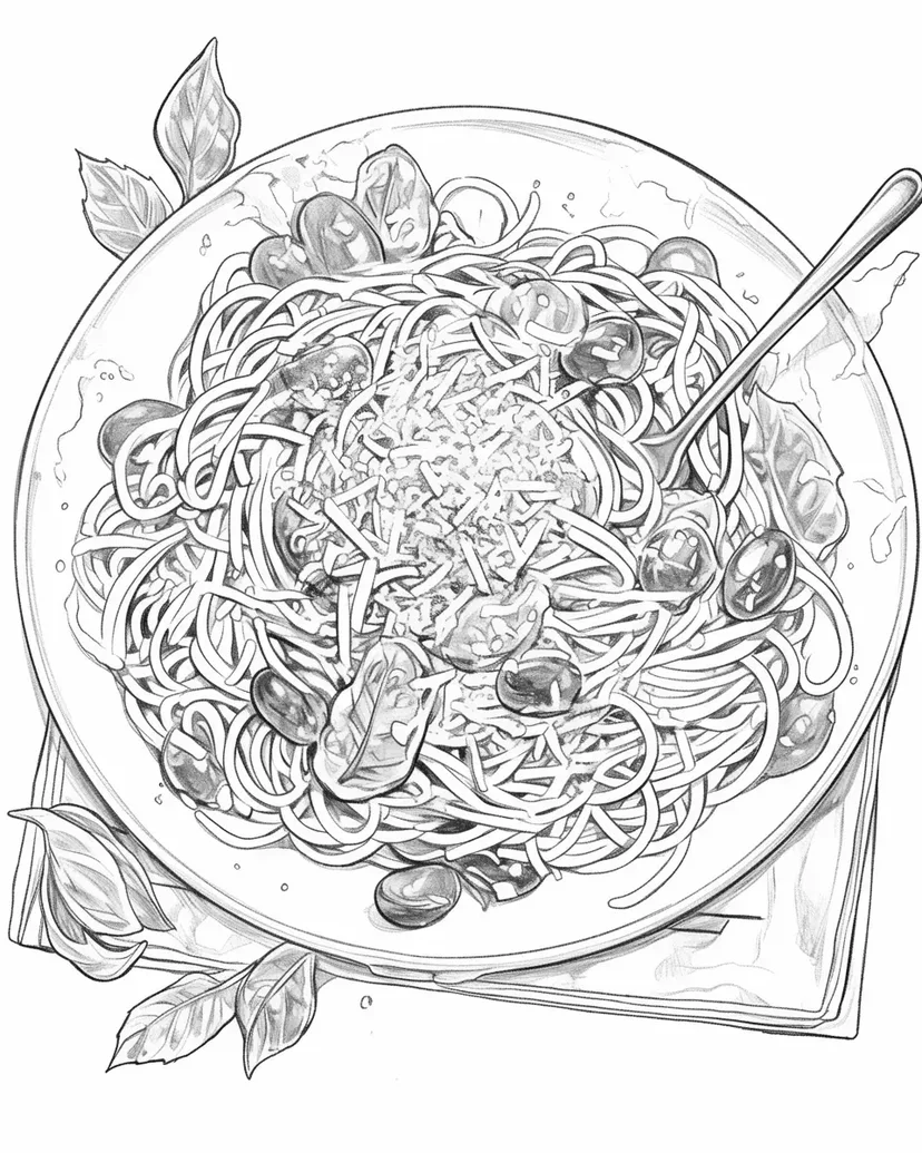 Dibujo de Delicioso Espagueti para colorear