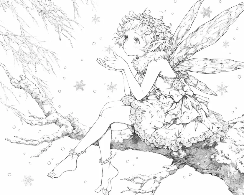 雪の妖精の塗り絵