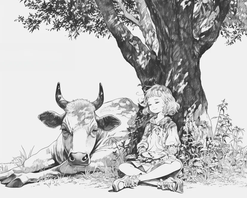 Gambar mewarnai Bersantai di Bawah Bayangan
