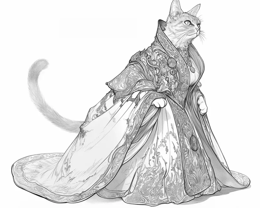Dibujo de El Gato en Túnica Real para colorear