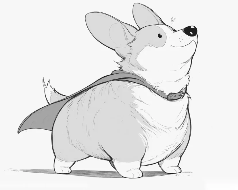 Dibujo de Corgi Superhéroe para colorear