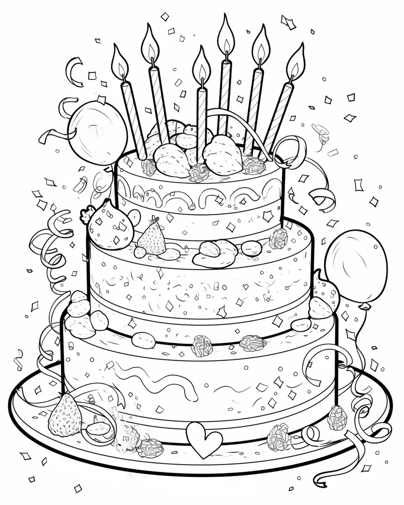 Dibujo de Pastel de Cumpleaños para colorear