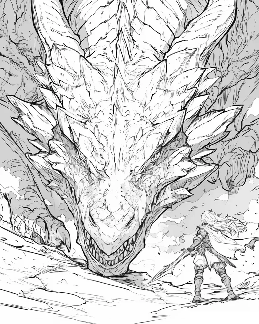 Confrontation with the Dragon coloring page