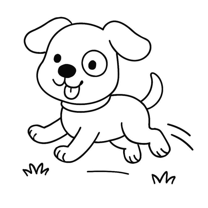 Dibujo de Cachorro Energético Corriendo para colorear
