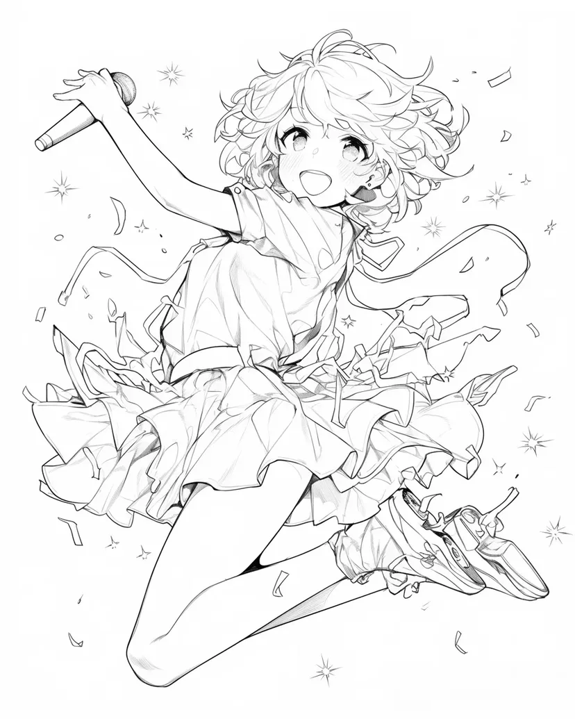 Singing Girl on Stage coloring page