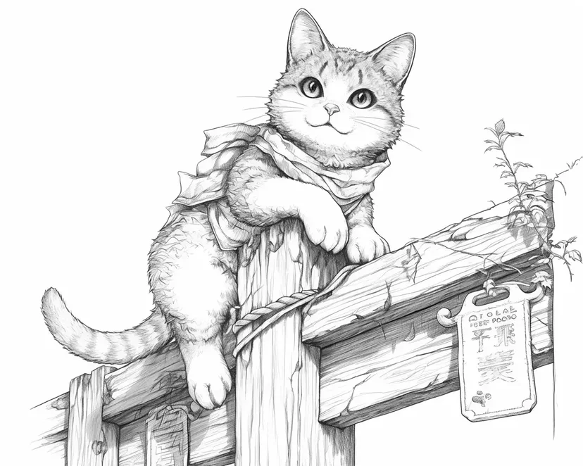 Dibujo de Gatito Aventurero para colorear