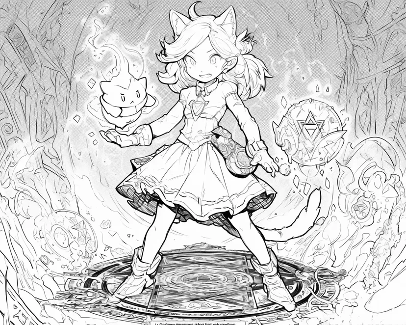 Desenho de Ritual de Invocação para colorir
