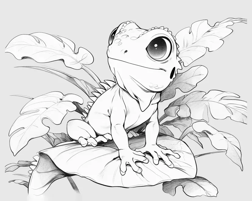 Little Dinosaur on a Leaf coloring page