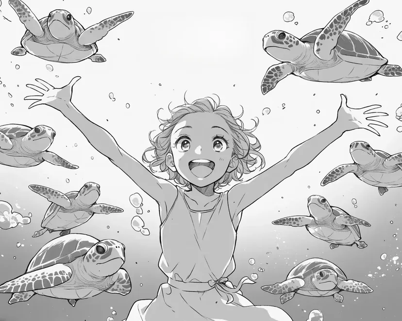 Dibujo de Encuentro con Tortugas Marinas Bebé para colorear