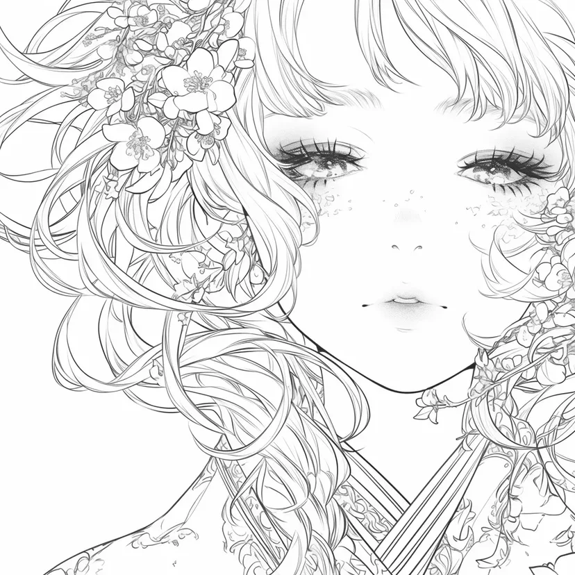 Dibujo de Flor y Chica para colorear