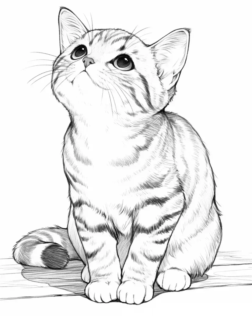 Dibujo de Gatito Curioso para colorear