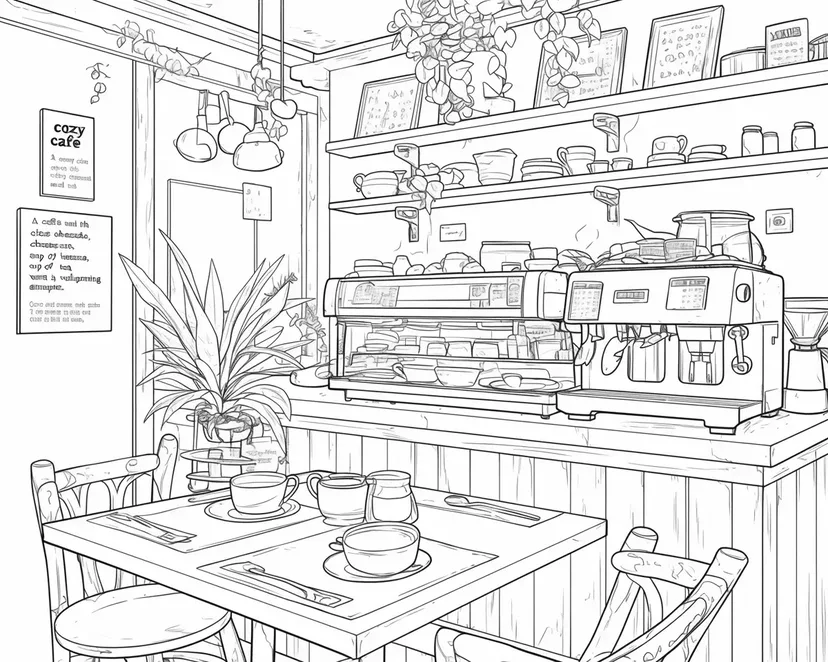 Cozy Café coloring page