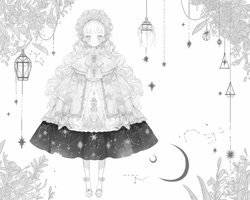 夢見る星の少女の塗り絵