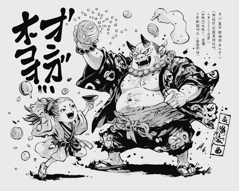 Gambar mewarnai Iblis dan Anak di Lemparan Kacang