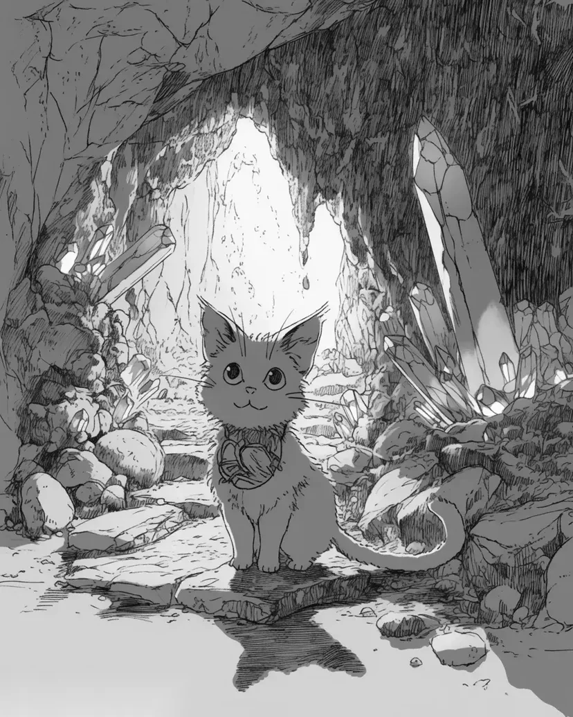 Dibujo de Cueva del Gatito Curioso para colorear